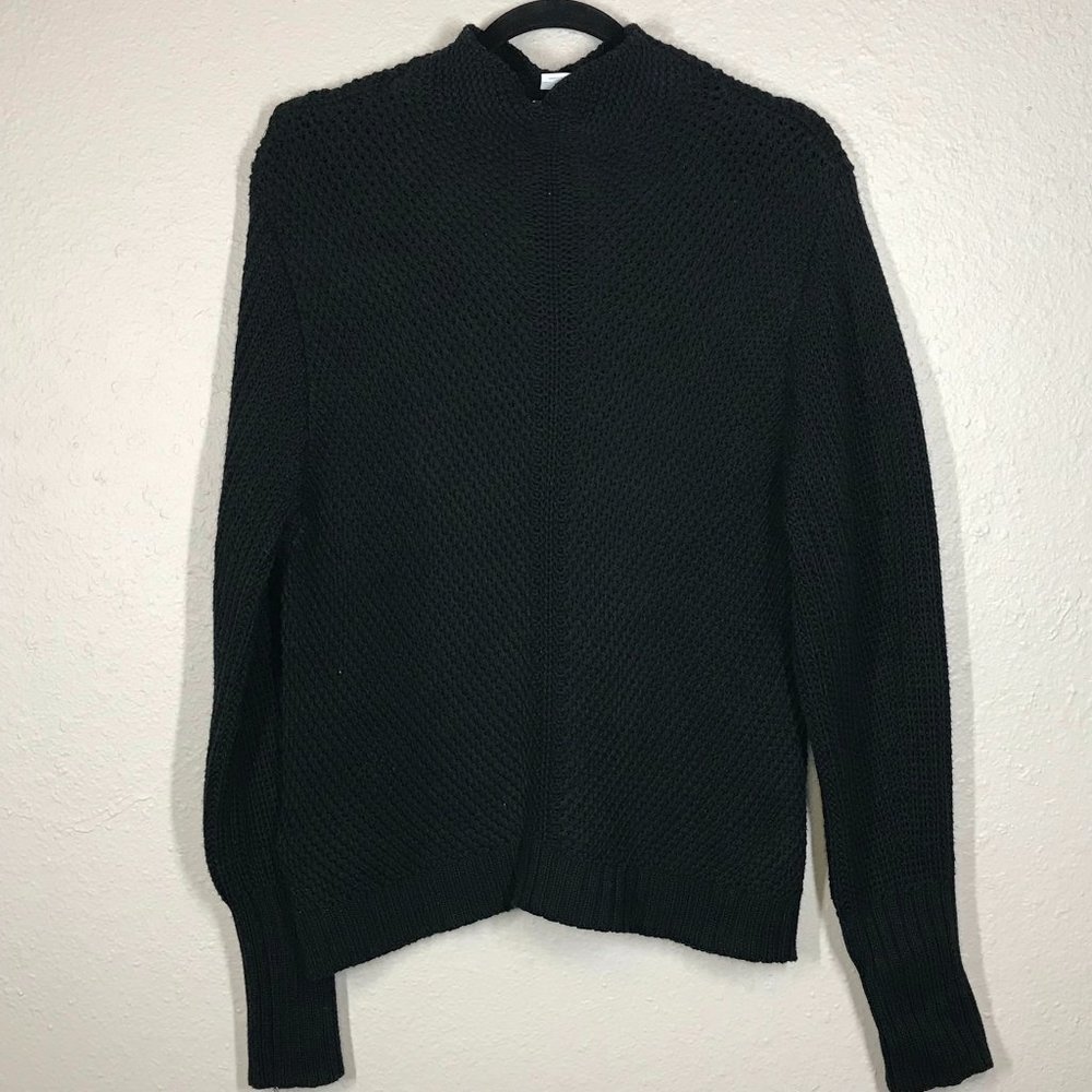 Pure Collection Black Mock Turtle Neck Knit Sweater